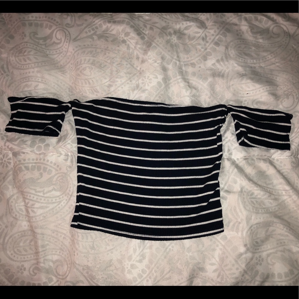 Dark blue and white stripped shirt